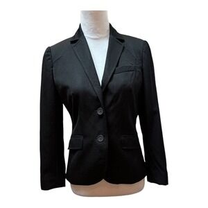 J. Crew Womens Black Wool Blazer Jacket Two Button Classic Fit Size 2